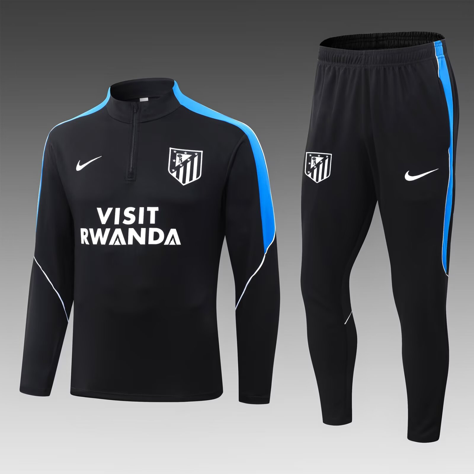 2026/2027 Atletico Madrid Half-Pull Training Suit Black Football Jersey 1:1 Thai Quality