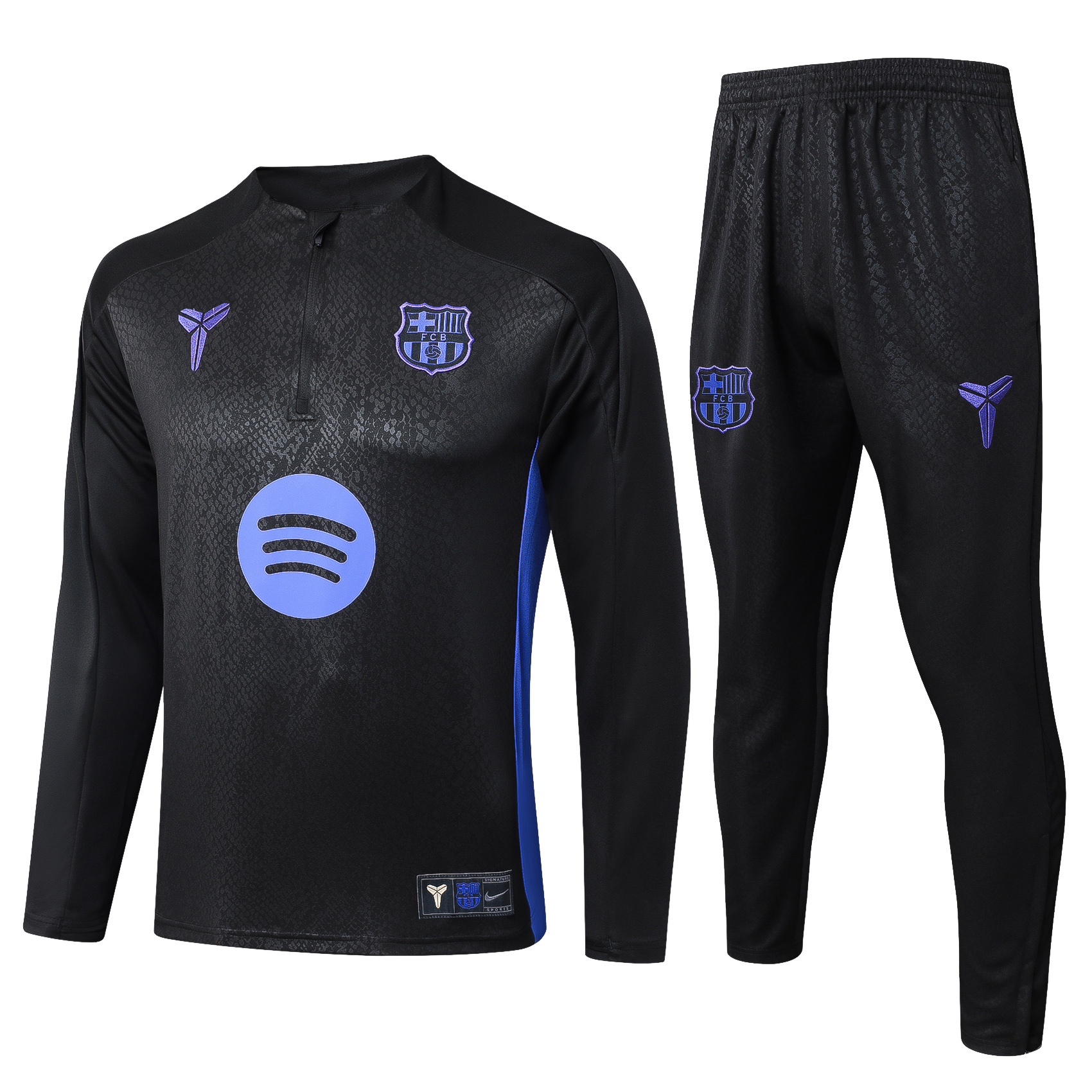 2025/2026 Barcelona Half-Pull Training Suit Black joint edition Jersey Set 01