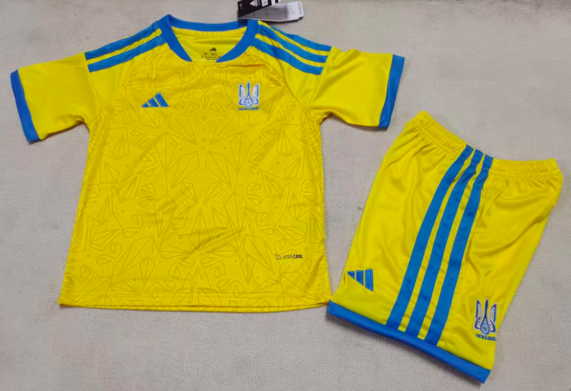 Camisa de Futebol Seleção Ucraniana Casa 2026 Qualidade Tailandesa Tamanho Infantil