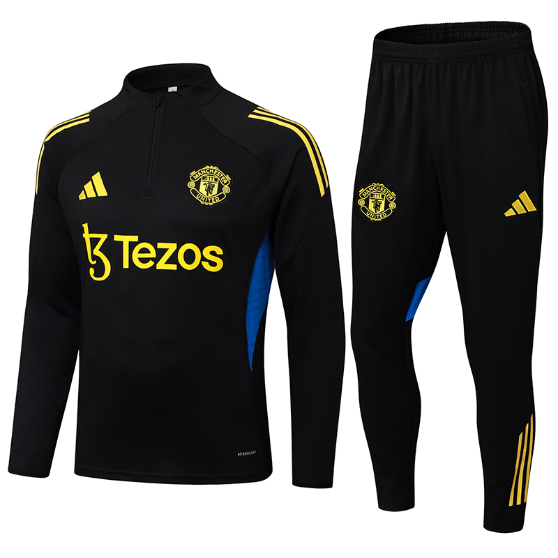 2025/2026 Manchester United Half-Pull Training Suit Black Football Shirt AAA fan-grade Set