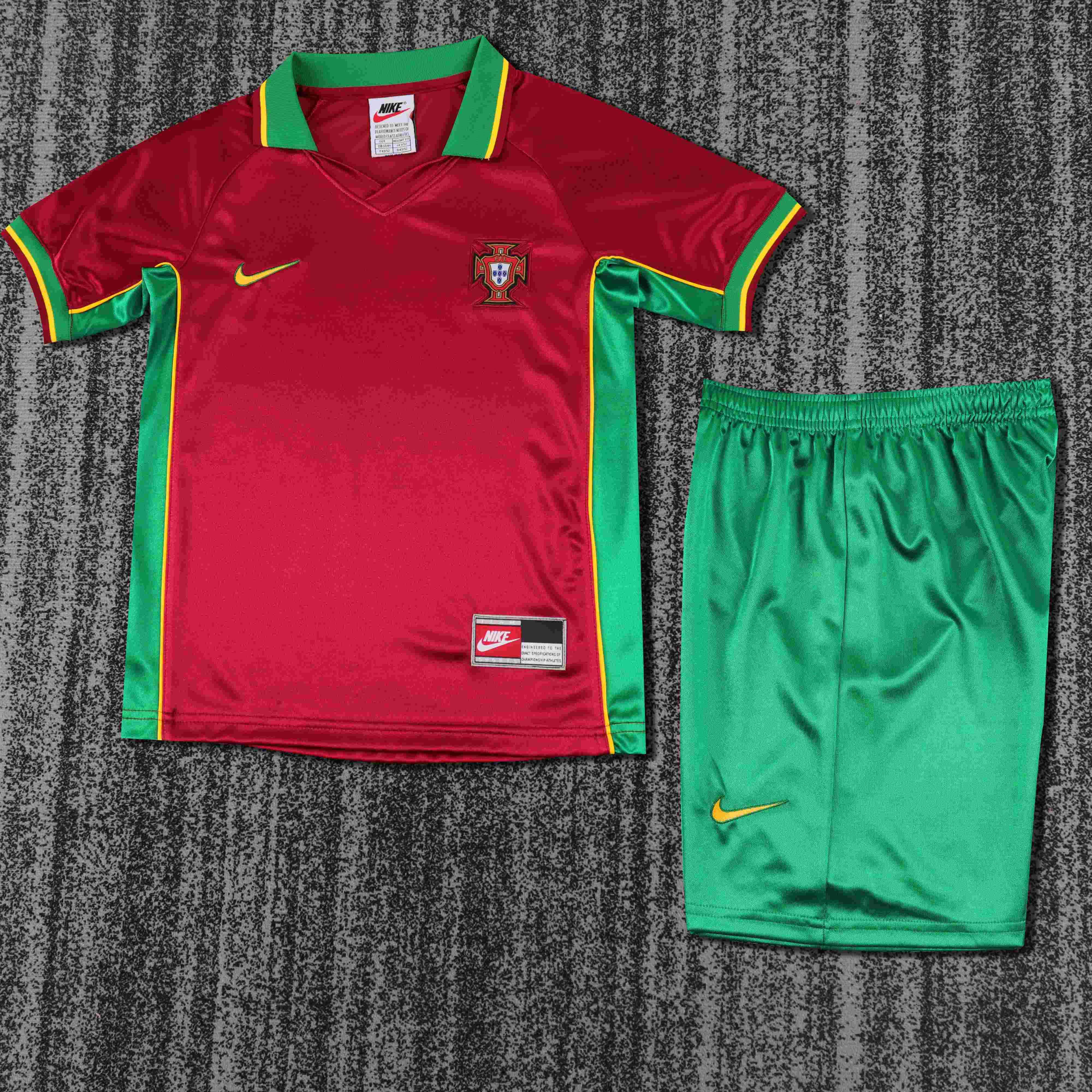 1998 Retro Portugal Home Football Shirt AAA fan-grade Kids Size