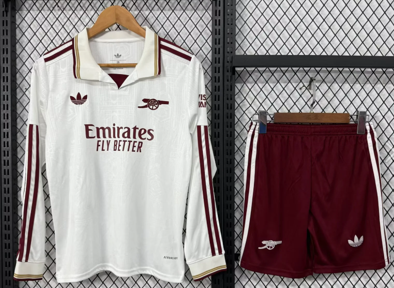 2025/2026 Long Sleeves Arsenal Third Away Football Shirt AAA fan-grade Kids Size