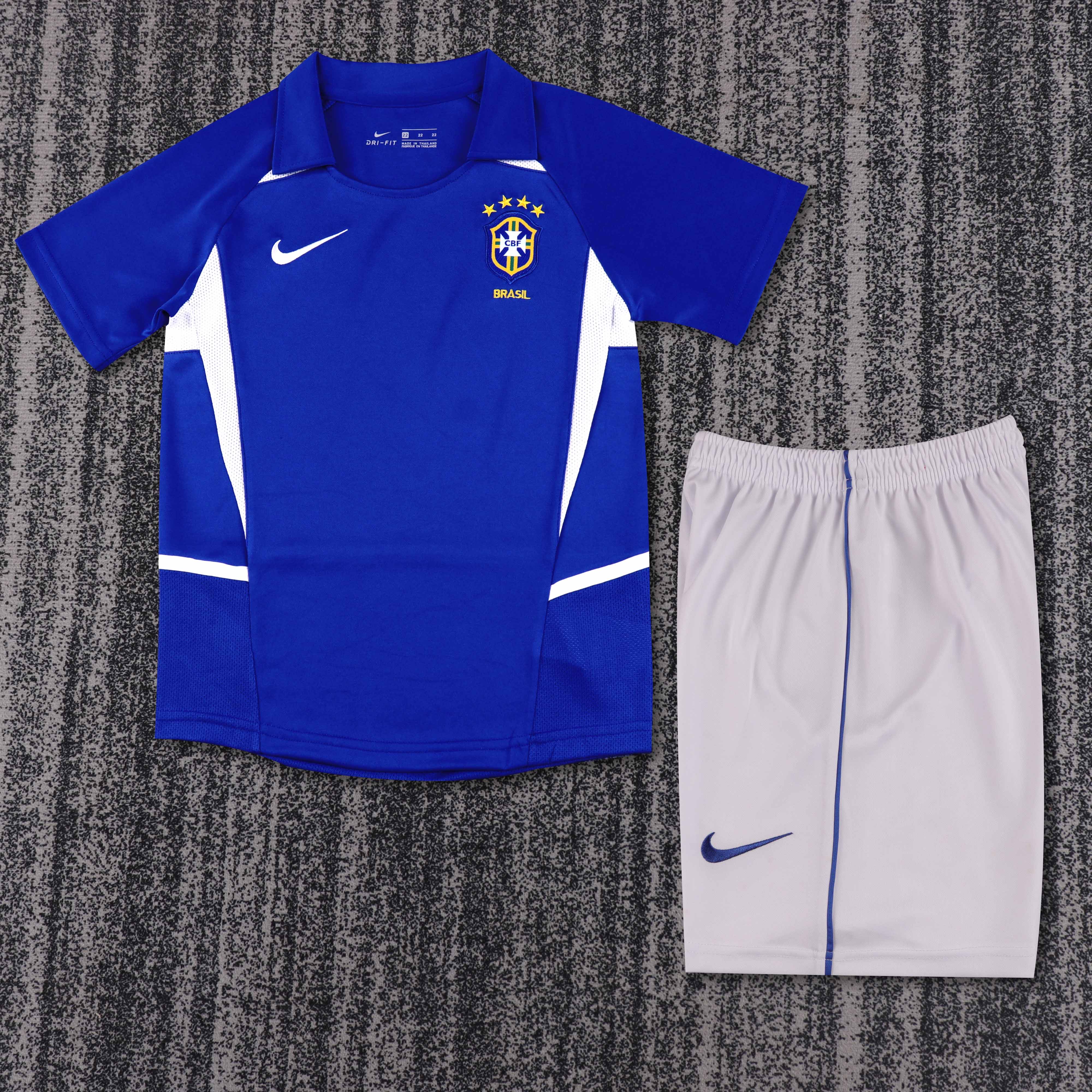 2002 Retro Brazil Away Football Shirt 1:1 Thai Quality Kids Size