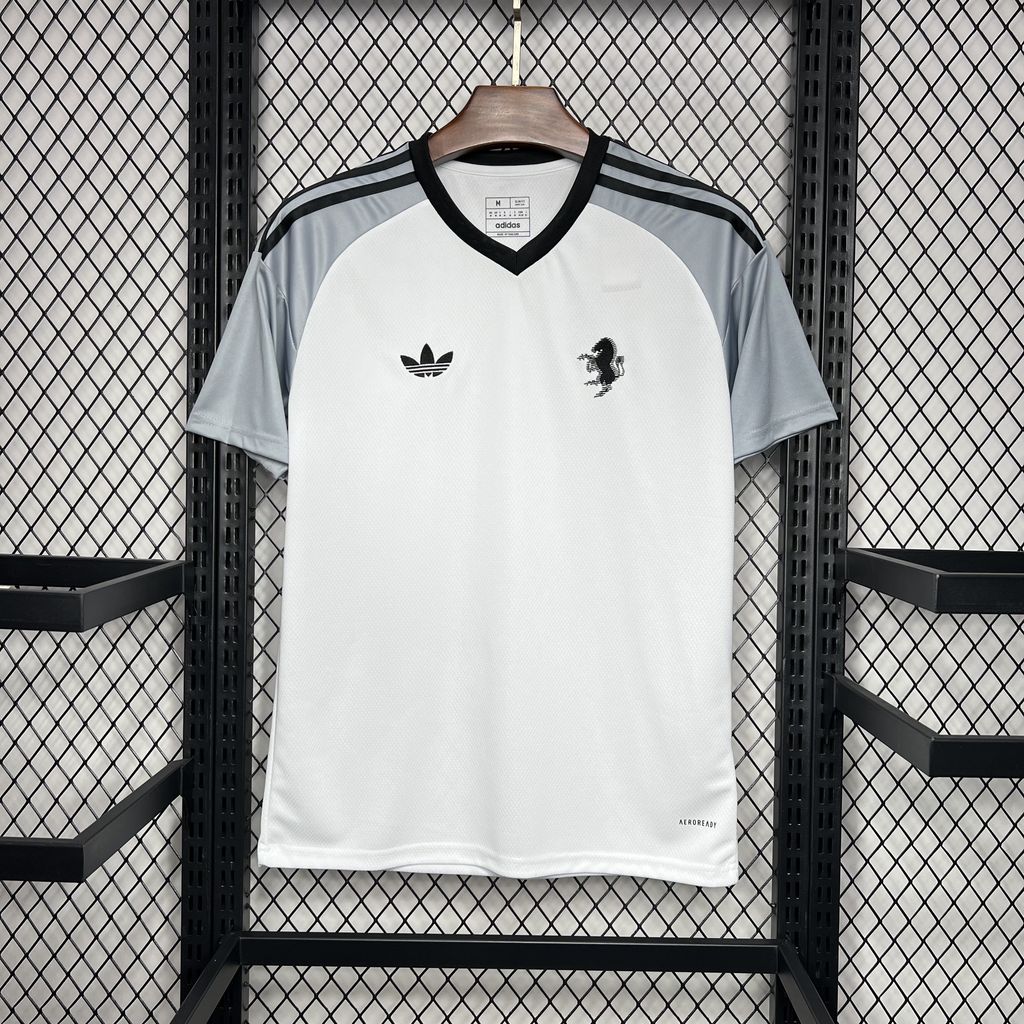 2024/2025 Tenue Pré-Match Entraînement Blanche Juventus Maillot de Foot Qualité Thaï