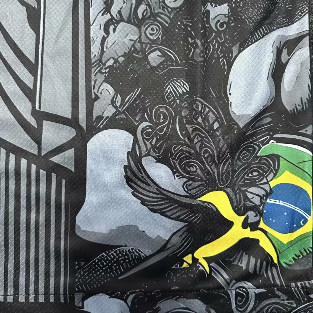 2024 Brazil Special Edition Jesus Black Gray Soccer Jersey — view 10