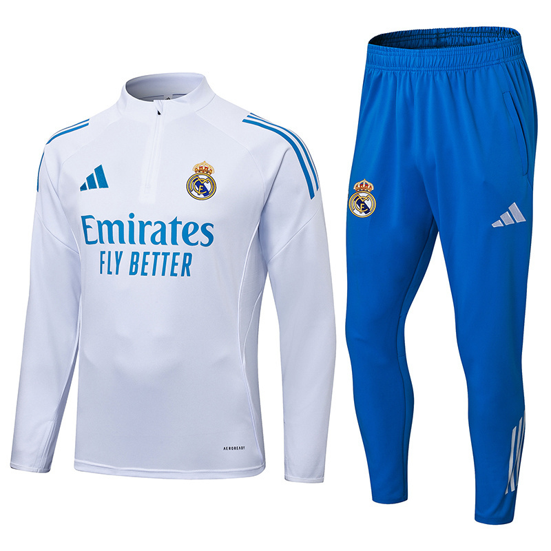 2025-2026 Real Madrid White Half-Pull Training Suit Football Shirt AAA fan-grade Set 01