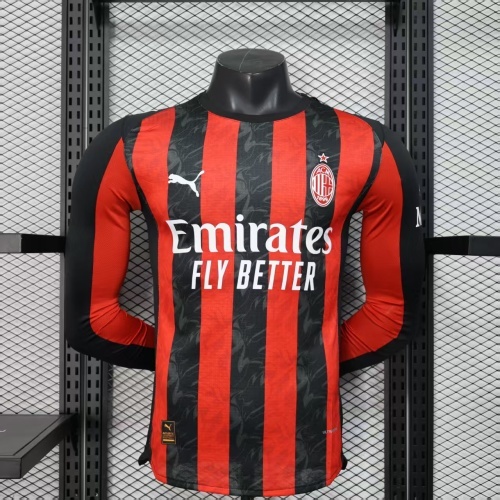 2025/2026 Player Version AC Milan Home Long Sleeve Football Shirt AAA fan-grade