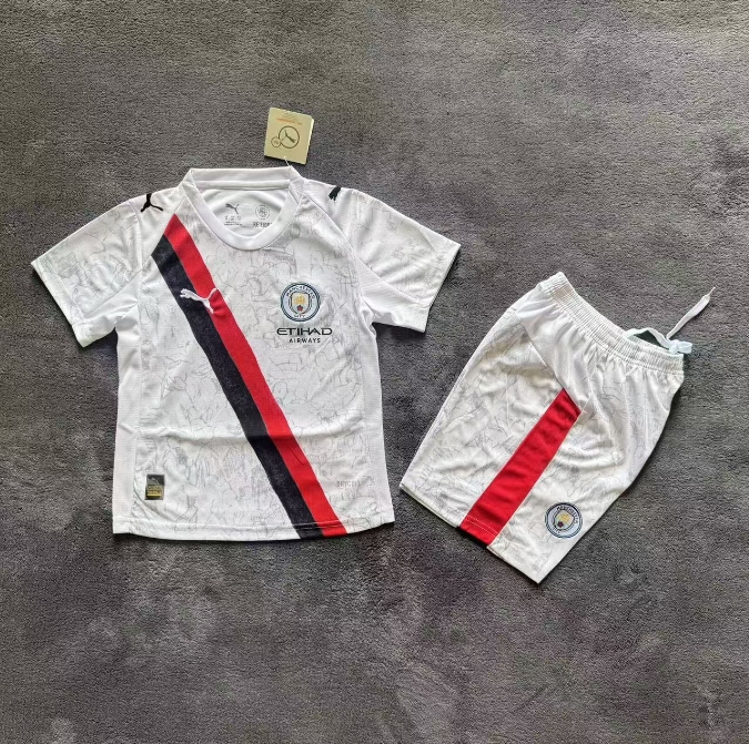 2025/2026 Manchester City KidSuper Joint Edition White Football Shirt AAA fan-grade Kids Size