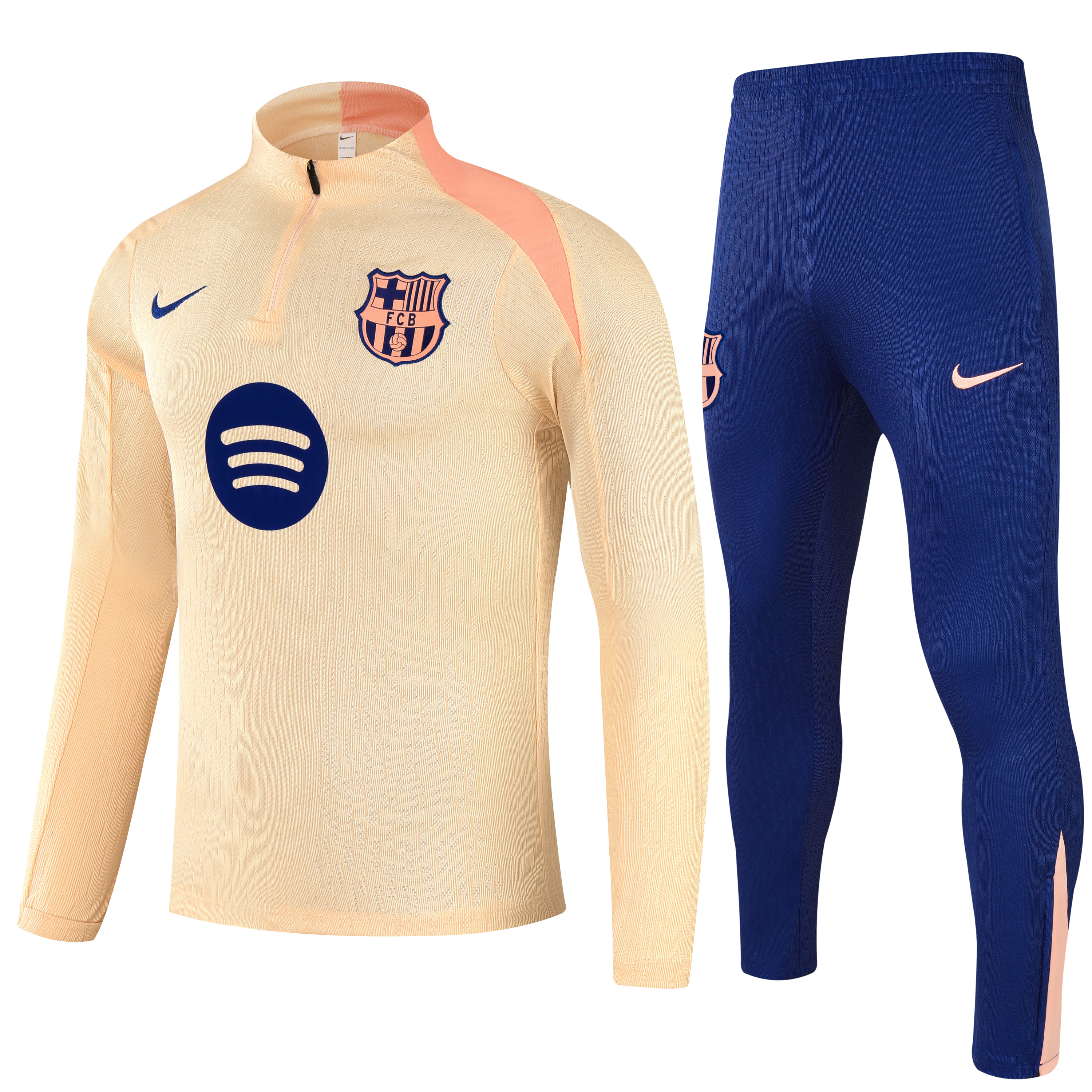 2025/2026 Barcelona beige Half-Pull Training Suit Jersey Set