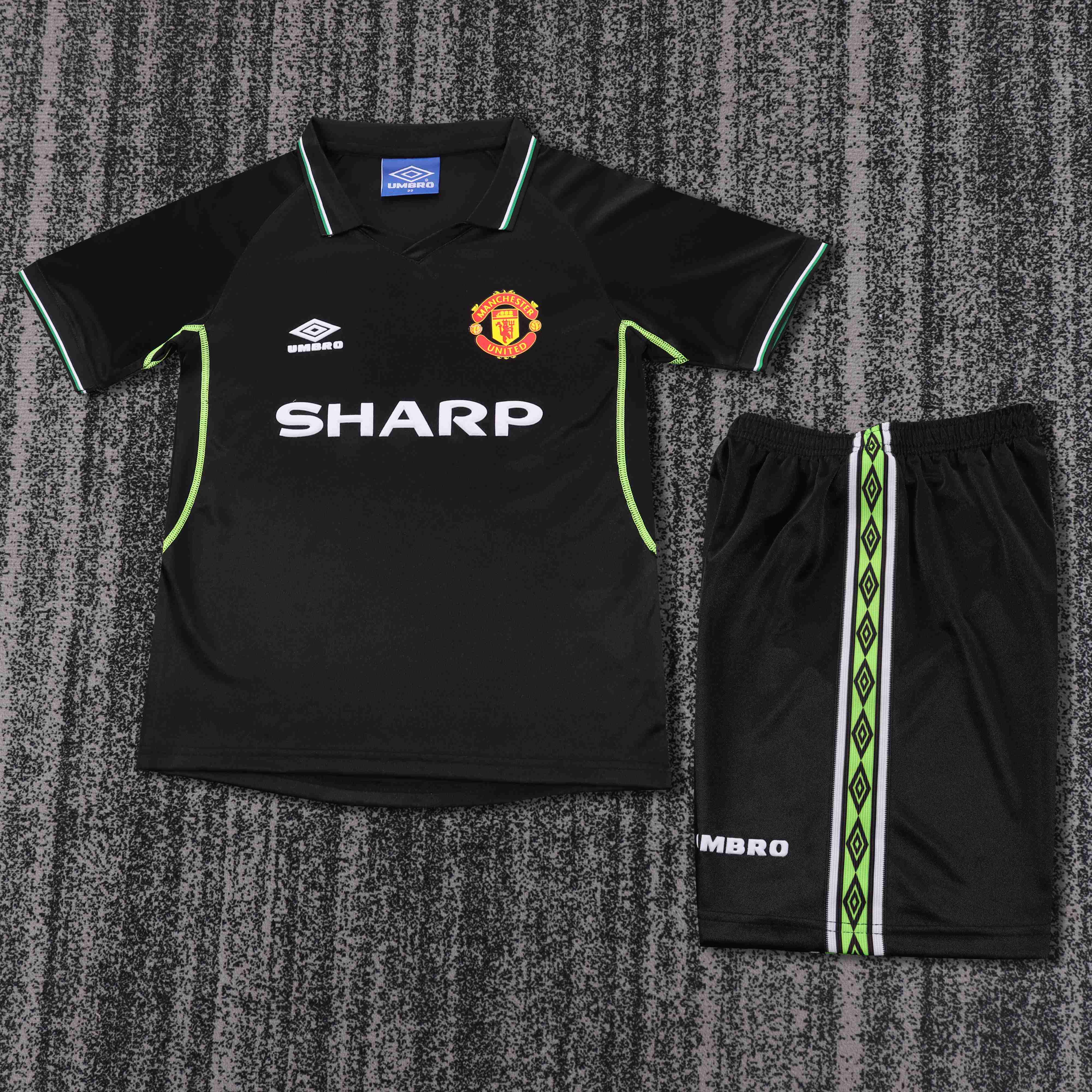 1998-1999 Retro Manchester United Third Away Football Shirt AAA fan-grade Kids Size
