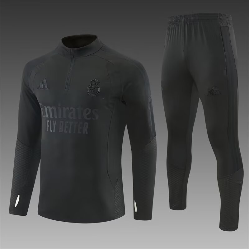 2026/2027 Real Madrid Half-Pull Training Suit Black Football Jersey 1:1 Thai Quality