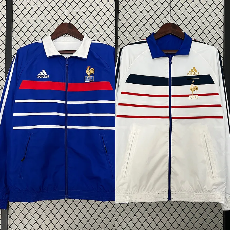 2024 France (White-Blue) Reversible Windbreaker Soccer Jersey AAA fan-grade