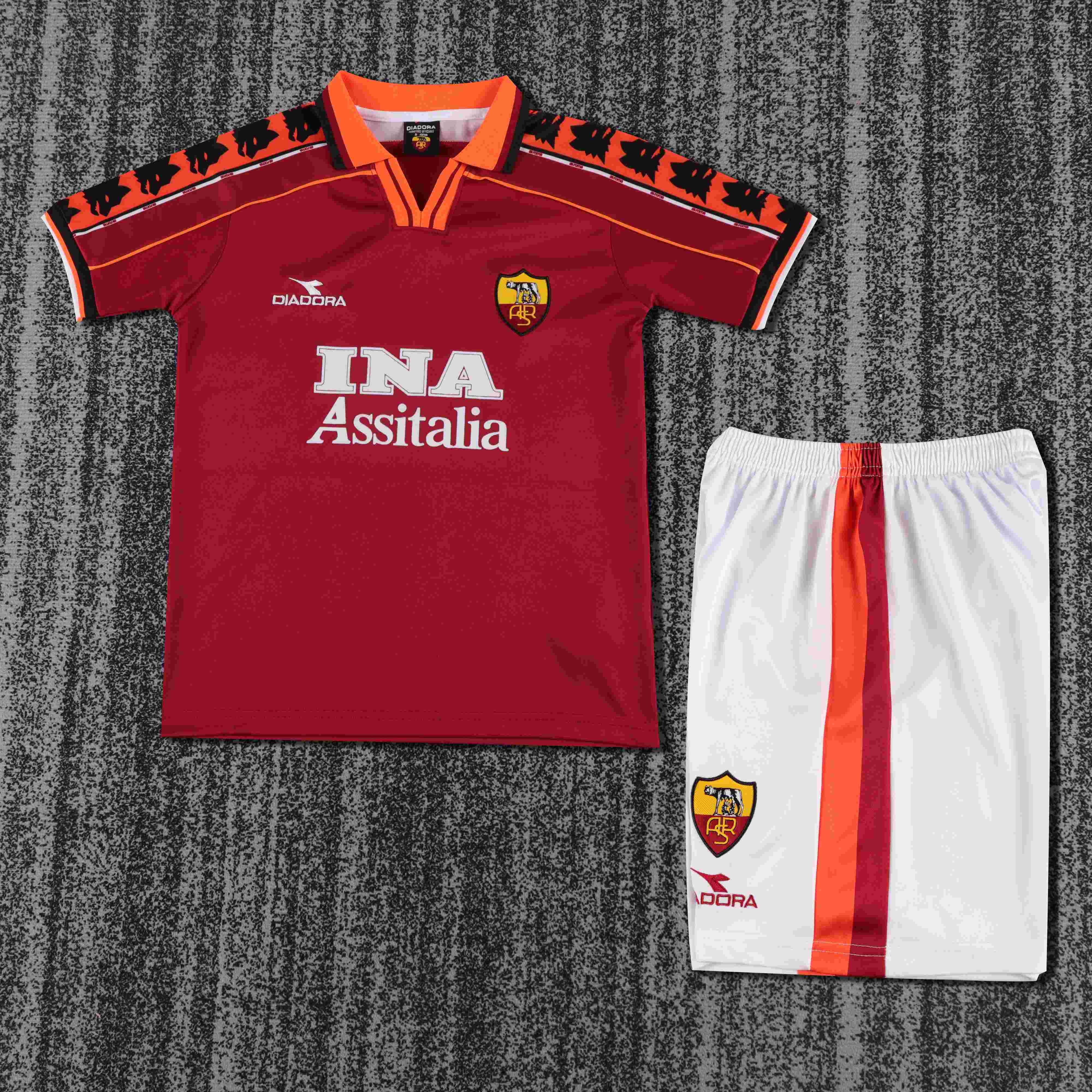 1998-1999 Retro Roma Home Soccer Jersey AAA fan-grade Kids Size