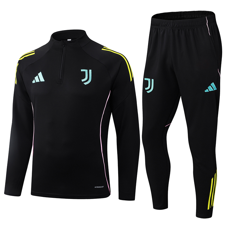 2025/2026 Juventus Half-Pull Training Suit Black Football Shirt AAA fan-grade Set