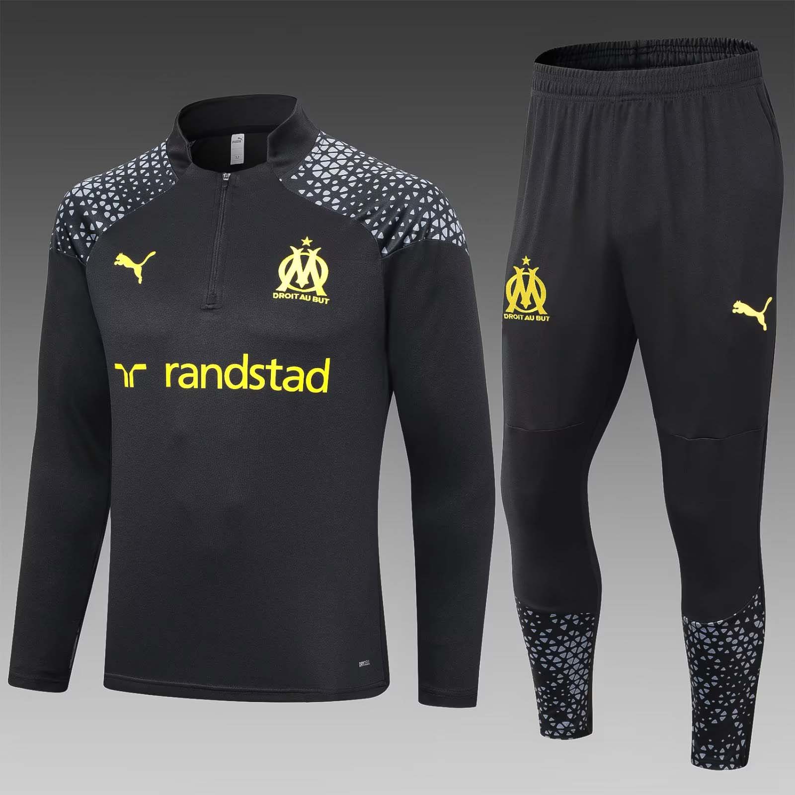 2023/2024 Olympique de Marseille Tenue d'Entraînement Mi-Tirage Noir
