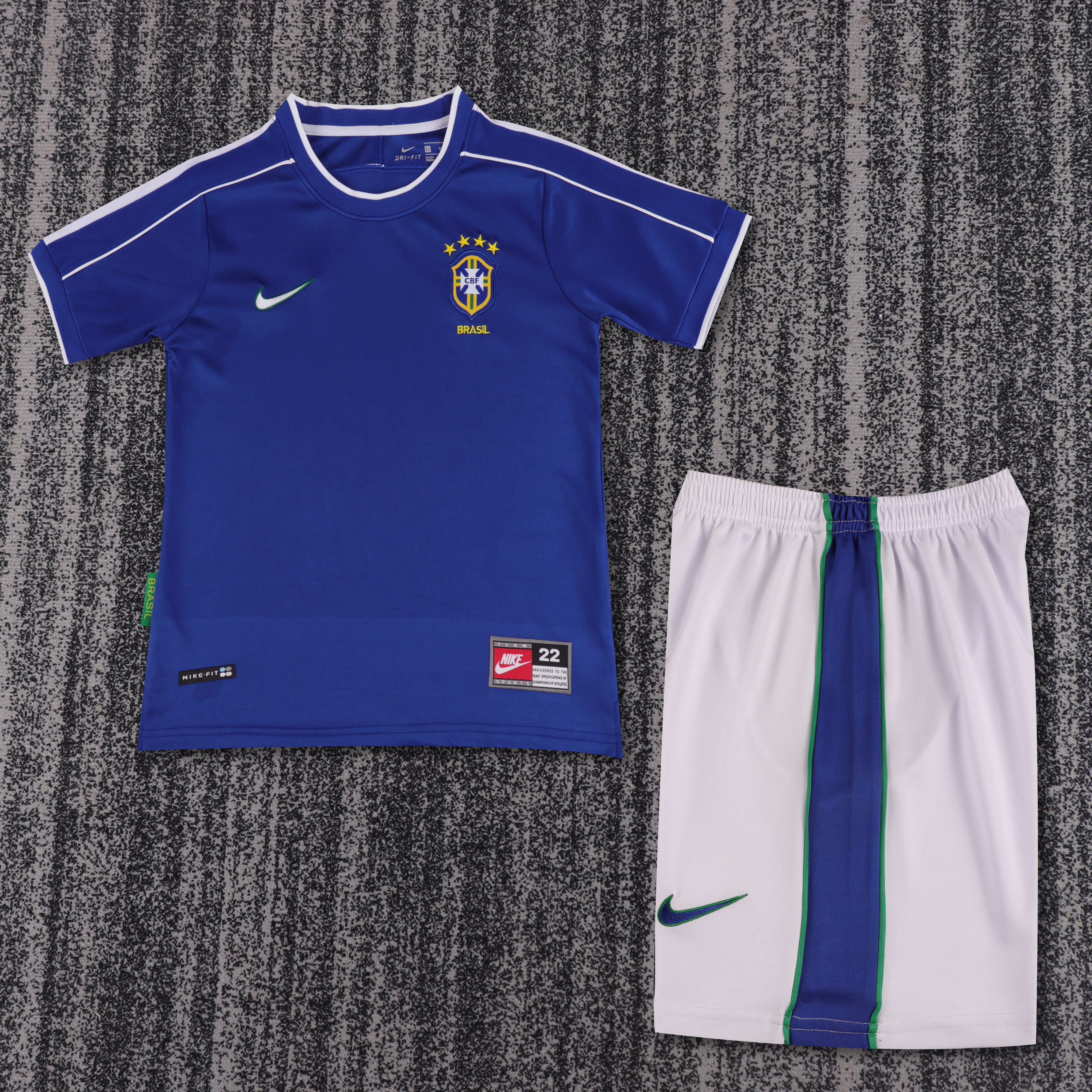 1998 Retro Brazil Away Football Shirt AAA fan-grade Kids Size