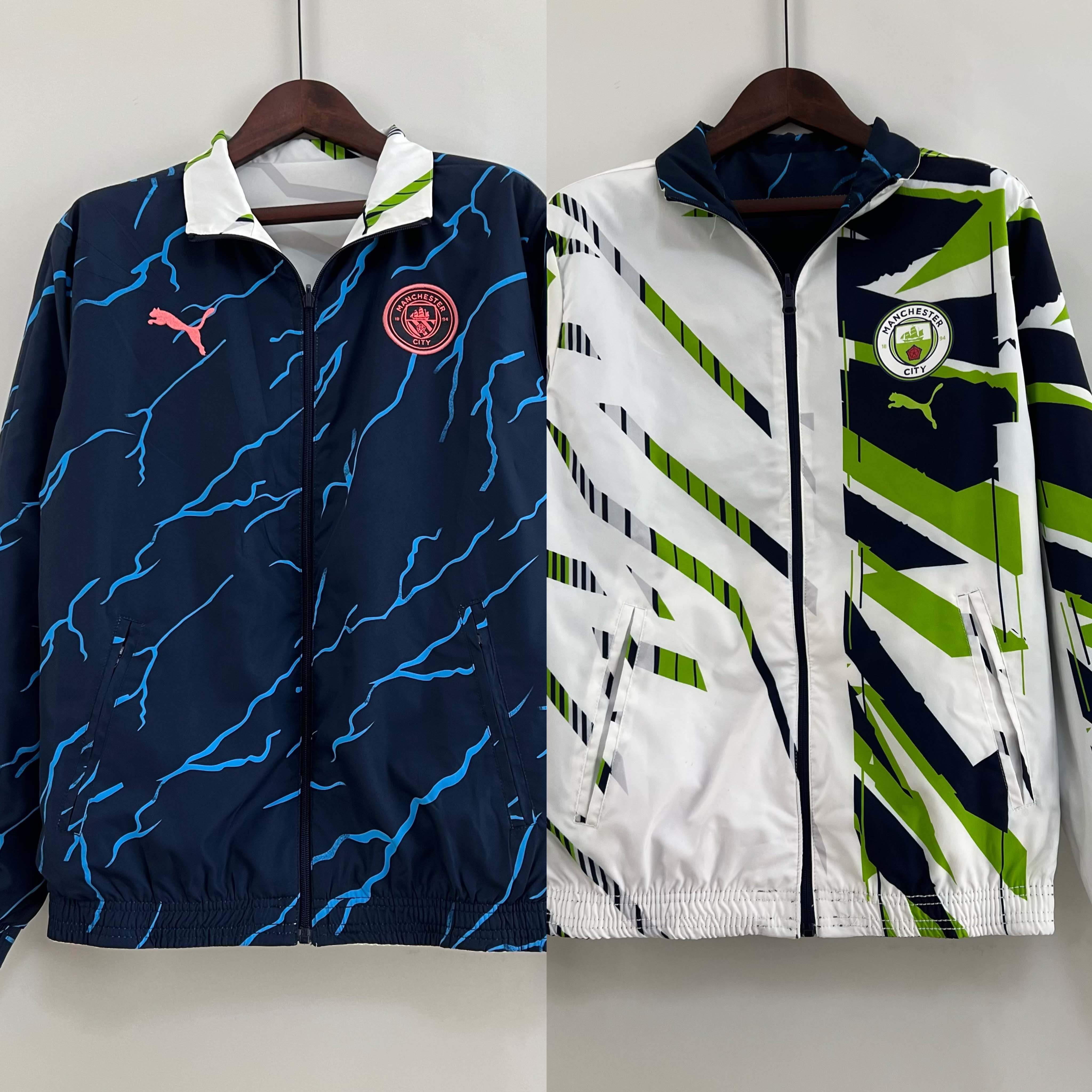 2023/2024 Manchester City Reversible Windbreaker Navy blue Soccer Jersey AAA fan-grade