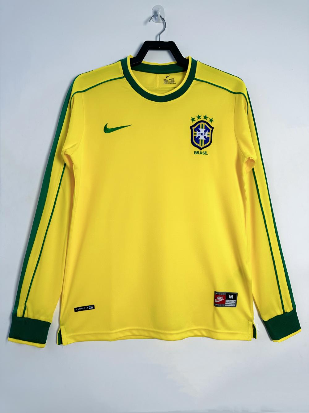 1998 레트로 긴팔 브라질 축구 저지 홈 태국 퀄리티
