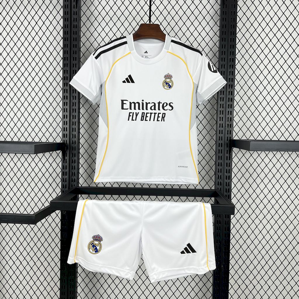 2025/2026 Real Madrid Home Football Jersey AAA fan-grade Kids Size