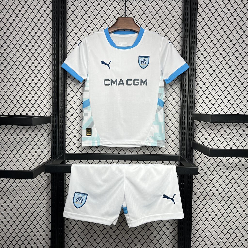 2024/2025 Olympique de Marseille Home Football Shirt AAA fan-grade Kids Size