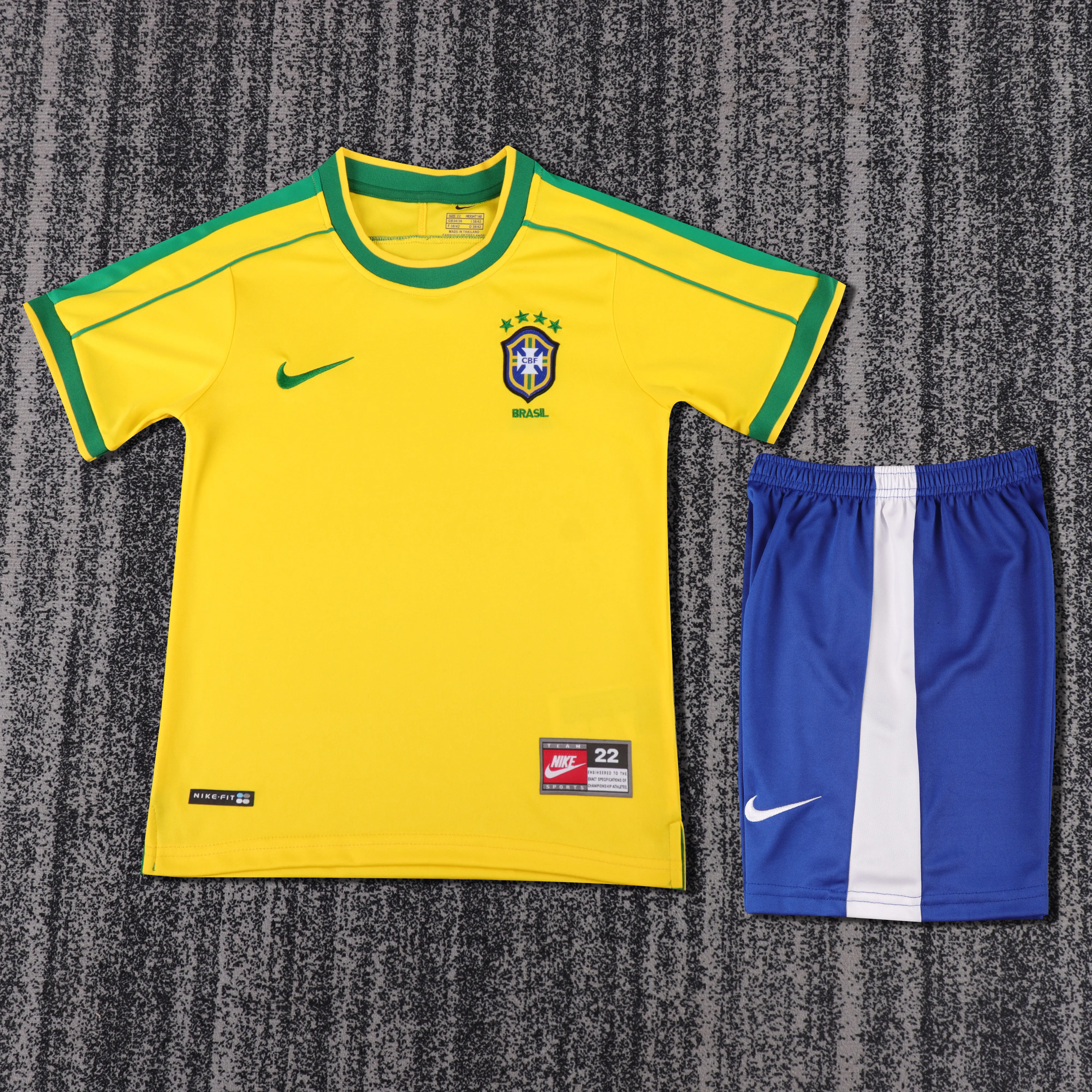 1998 Retro Brazil Home Football Shirt 1:1 Thai Quality Kids Size