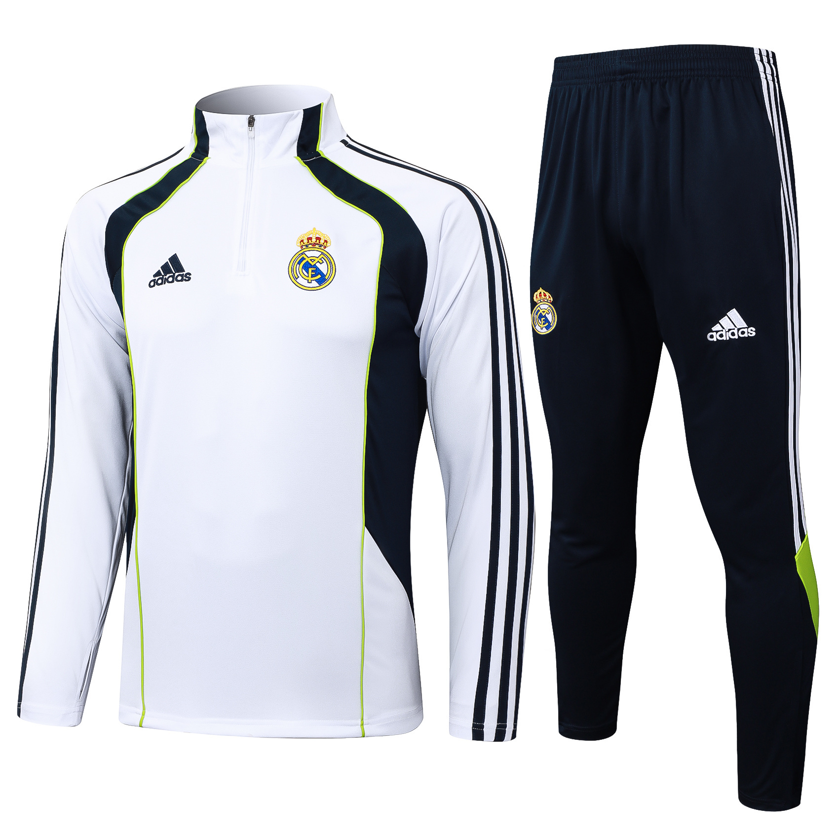 2025-2026 Real Madrid Retro White Half-Pull Training Suit Football Shirt AAA fan-grade Set 01