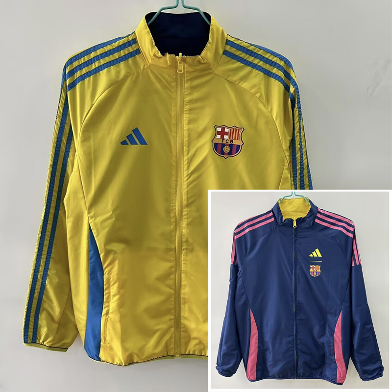 2025/2026 Barcelona Reversible Windbreaker Yellow and blue Soccer Jersey AAA fan-grade