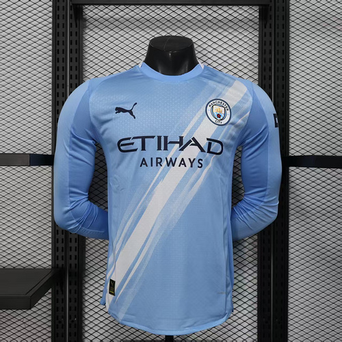 2025/2026 Long Sleeve Player Version Manchester City Home Football Shirt AAA fan-grade