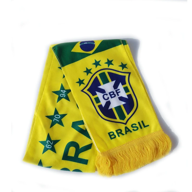 Brazil CBF Fan Soccer Scarf (Yellow Star Print)