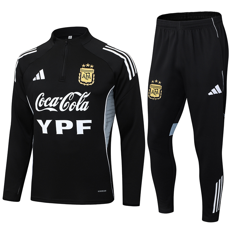 2025/2026 Argentina Half-Pull Training Suit Black Jersey Set