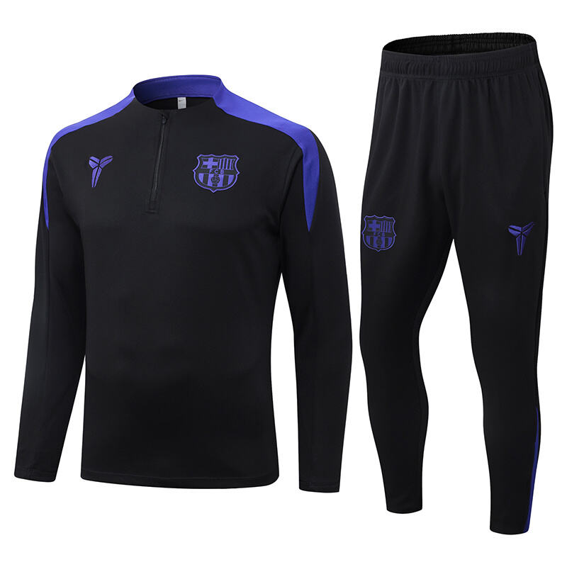 2025/2026 Barcelona Half-Pull Training Suit Black joint edition Jersey Set