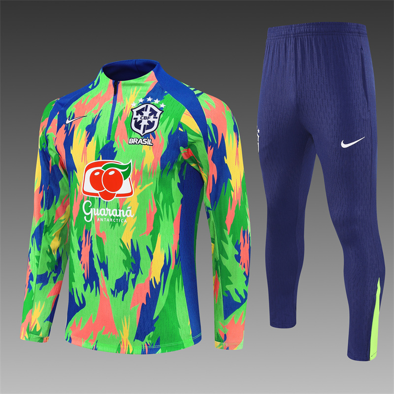 2026 Brazil Survêtement d'entraînement coloré demi-fermeture éclair maillot de foot AAA qualité fan ensemble