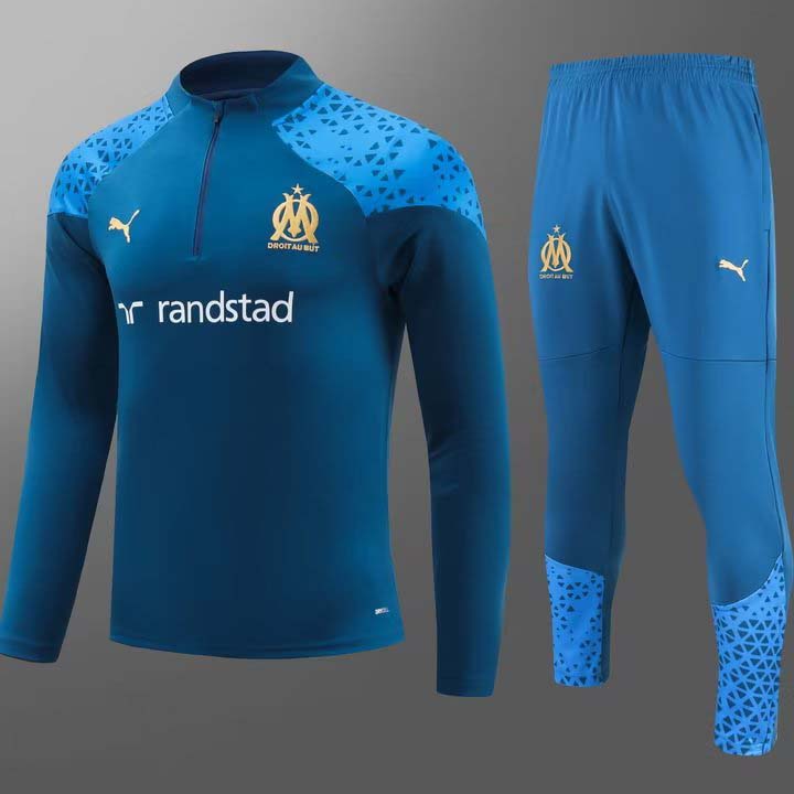 2023/2024 Olympique de Marseille Tenue d'Entraînement Mi-Tirage Bleu