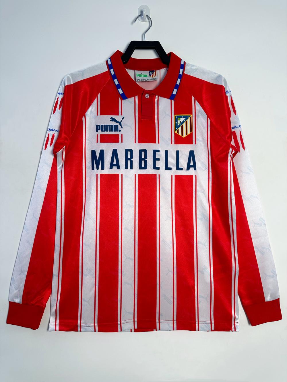 1994/1995 Retro Long sleeve Atletico Madrid Home Soccer Jersey AAA fan-grade