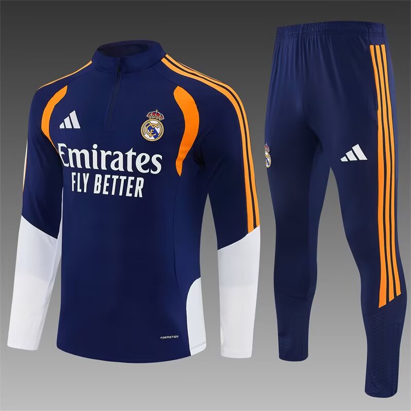 2026/2027 Real Madrid Half-Pull Training Suit Blue Football Jersey 1:1 Thai Quality