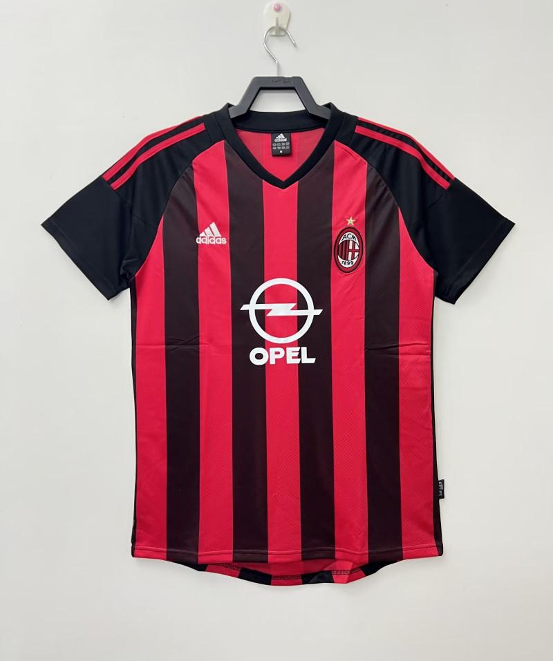 2002/2003 رجعي AC Milan قميص كرة قدم منزلي جودة تايلاندية