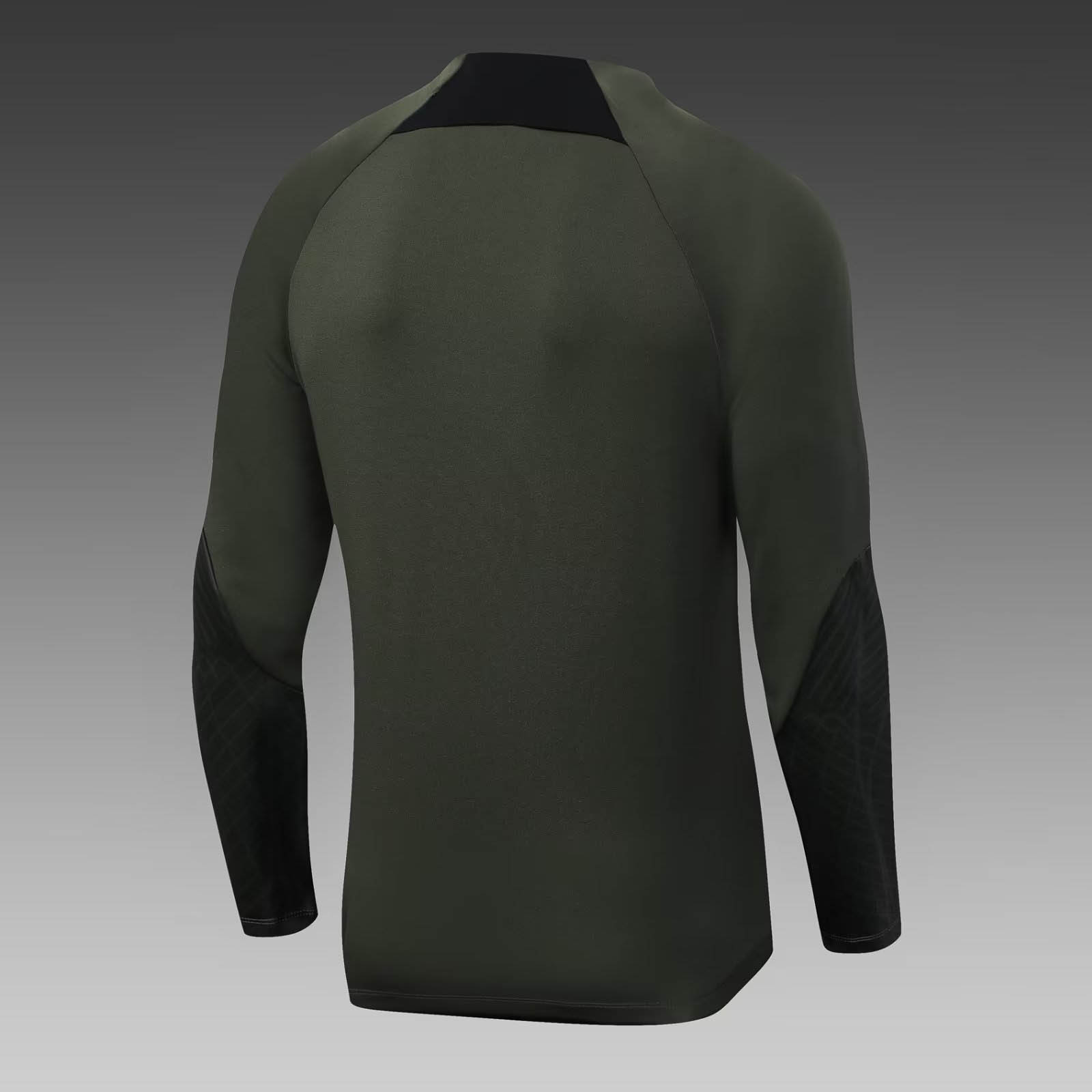 2023/2024 Barcelona Halb-Reißverschluss Trainingsanzug Armeegrün Trikot Set — view 4