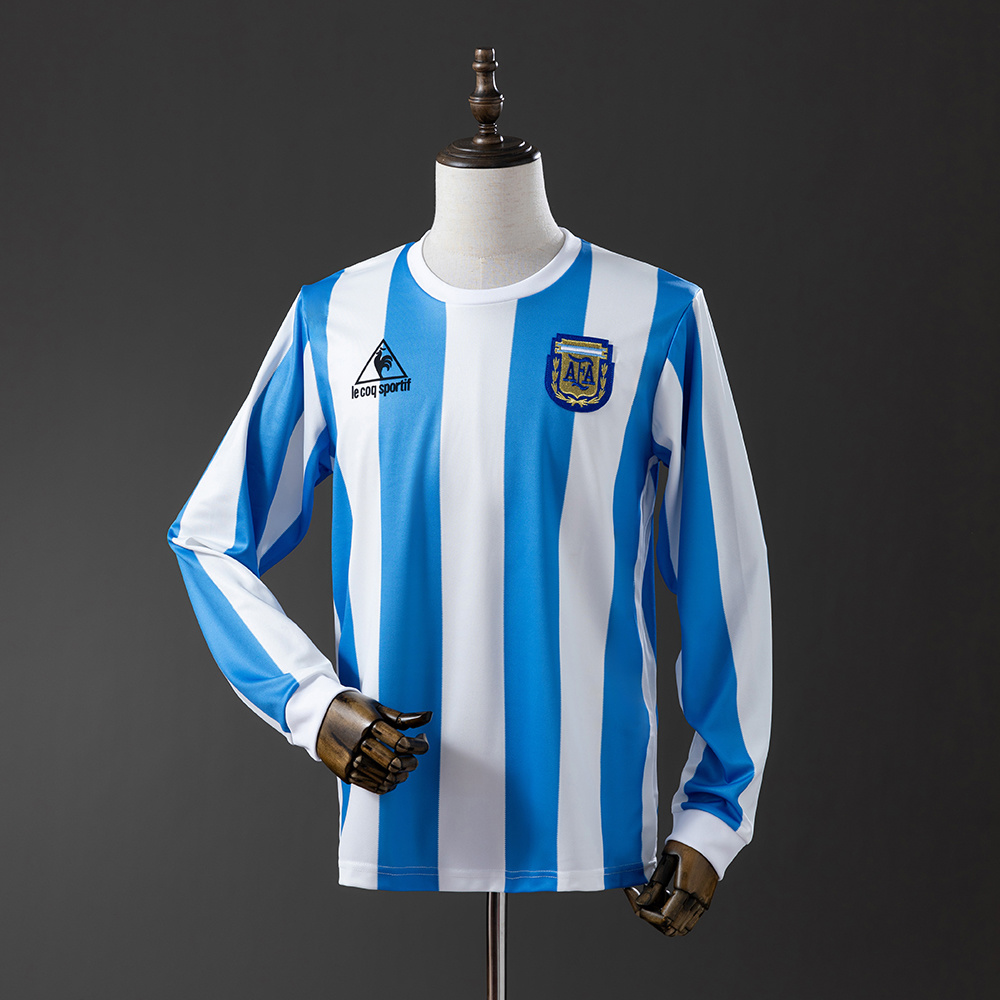 1986 Retro Long Sleeve Argentina Home Jersey AAA fan-grade
