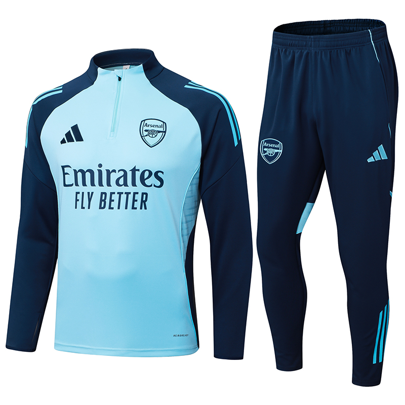2025/2026 Arsenal Half-Pull Training Suit Light Blue Football Shirt AAA fan-grade Set