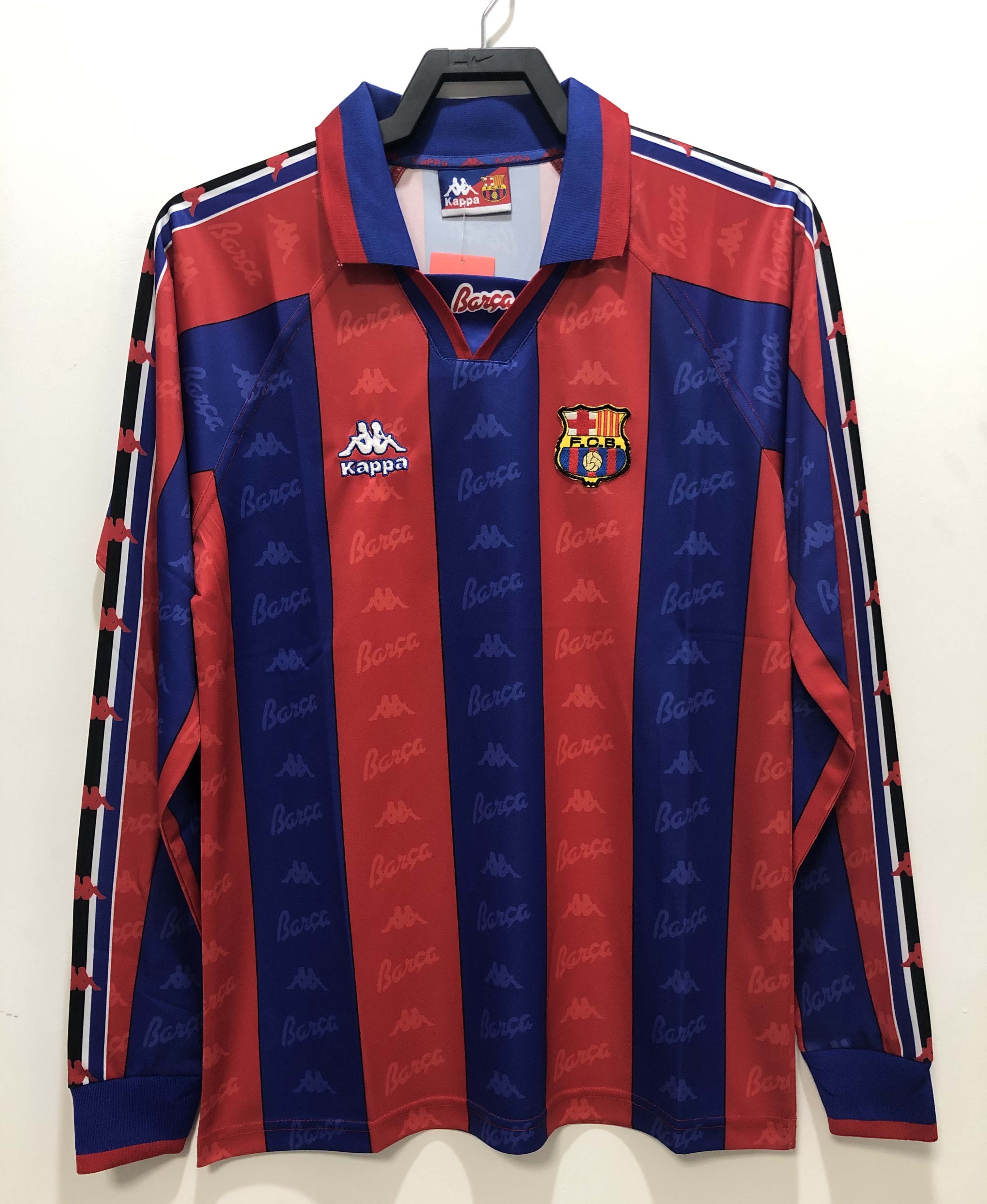 1996/1997 Retro Langarm Barcelona Fußballtrikot Heim Champions League Thai-Qualität
