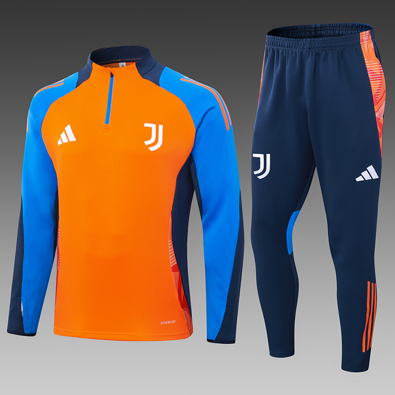 2024/2025 Survêtement d'Entraînement Mi-Zip Juventus Orange Maillot de Foot Qualité Thaï Ensemble
