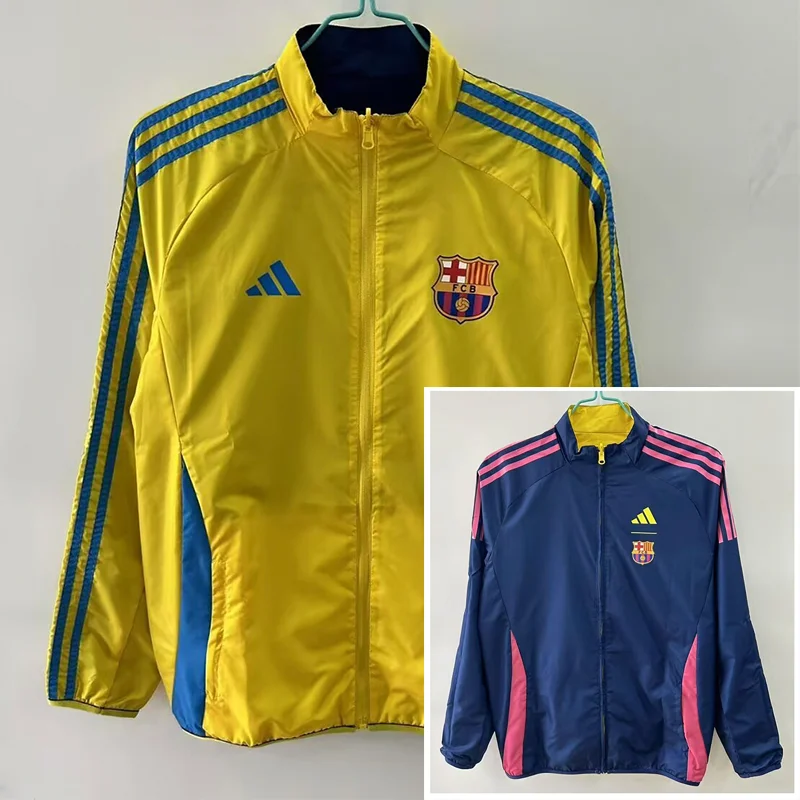2025/2026 Barcelona Double-Sided Windbreaker Yellow And Blue Football Jersey 1:1 Thai Quality