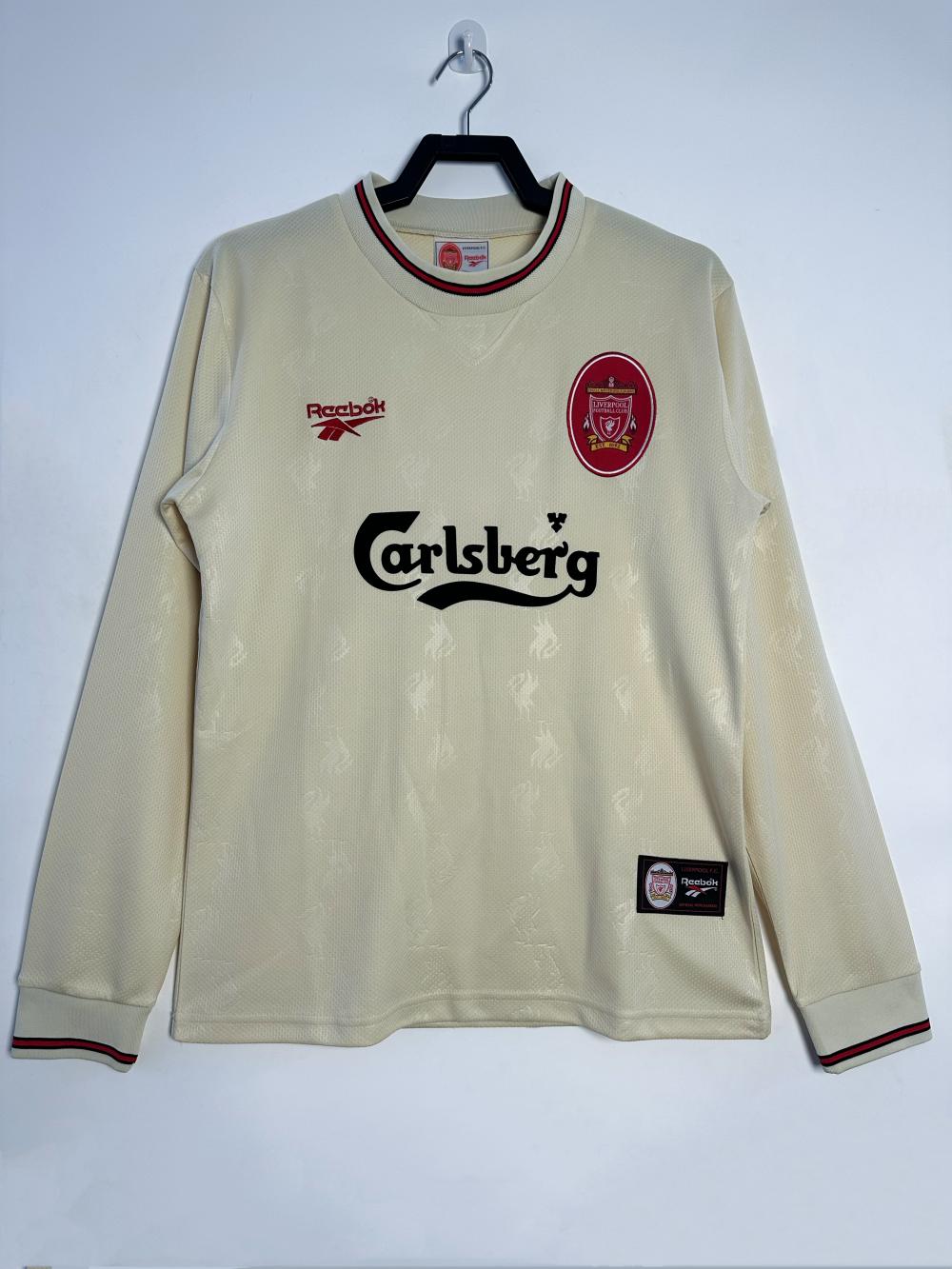 Camiseta de Fútbol Retro Manga Larga Visitante Liverpool 1996/1997 Calidad Tailandesa