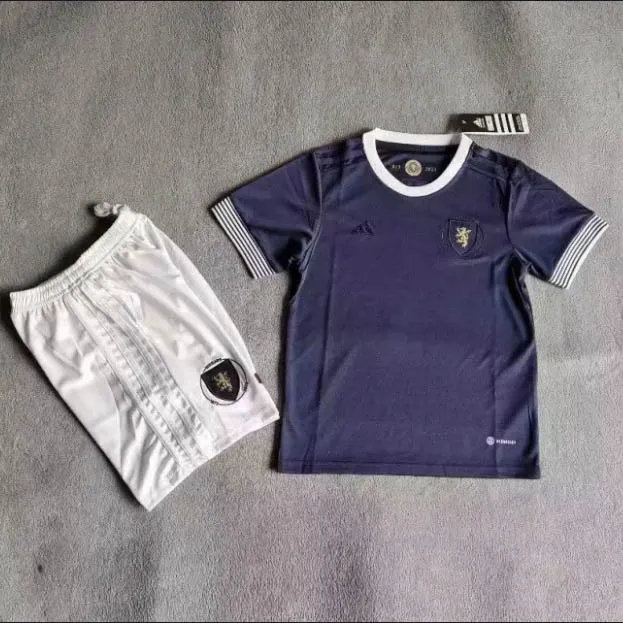 2023 Schottland 150. Jubiläumsausgabe Marineblau Fußballtrikot Kindergröße