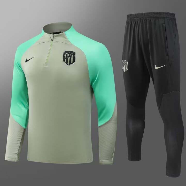 2023/2024 Atletico Madrid Half-Pull Training Suit Green AAA fan-grade Set