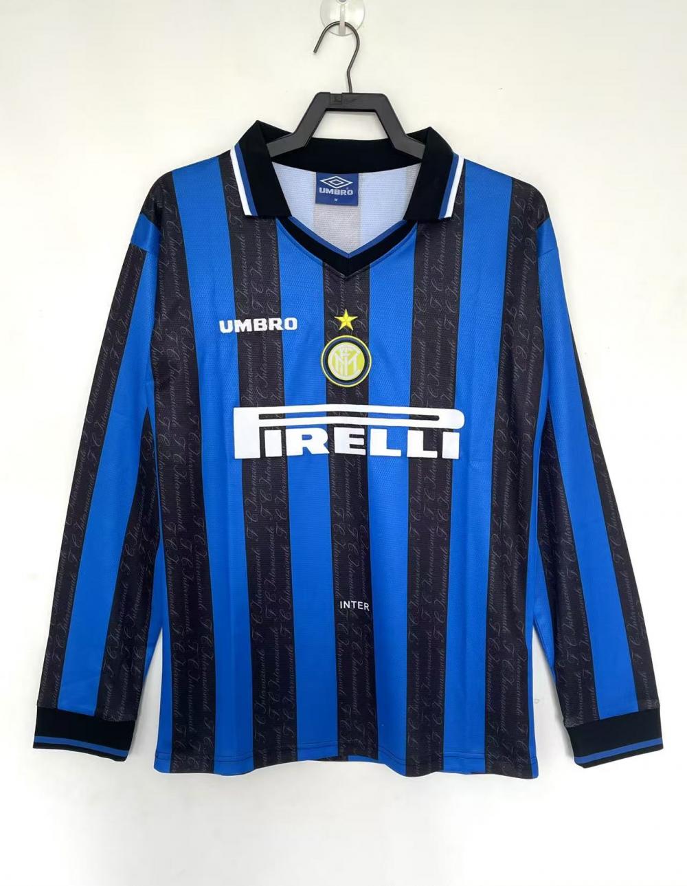 1997/1998 Retro Camiseta Local Internazionale Milan Manga Larga Calidad Tailandesa
