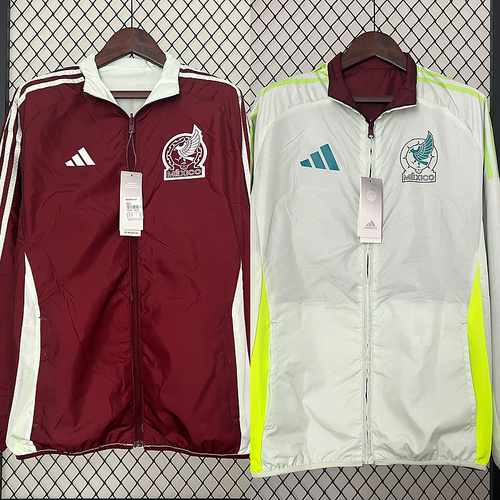 2024 Mexiko Wendbare Windjacke Fußballtrikot AAA fan-gradät