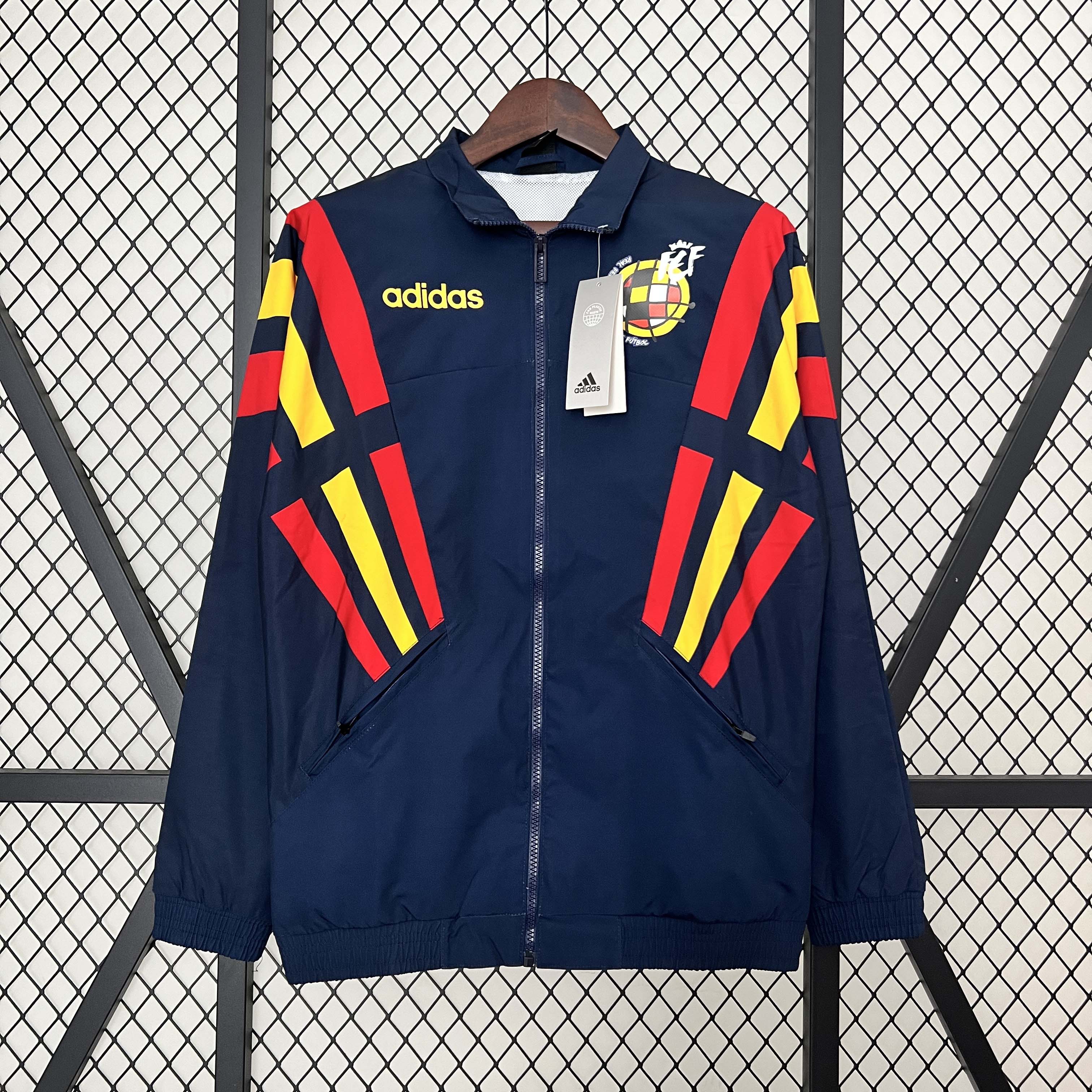 2024 Spain Windbreaker Navy blue Soccer Jersey AAA fan-grade