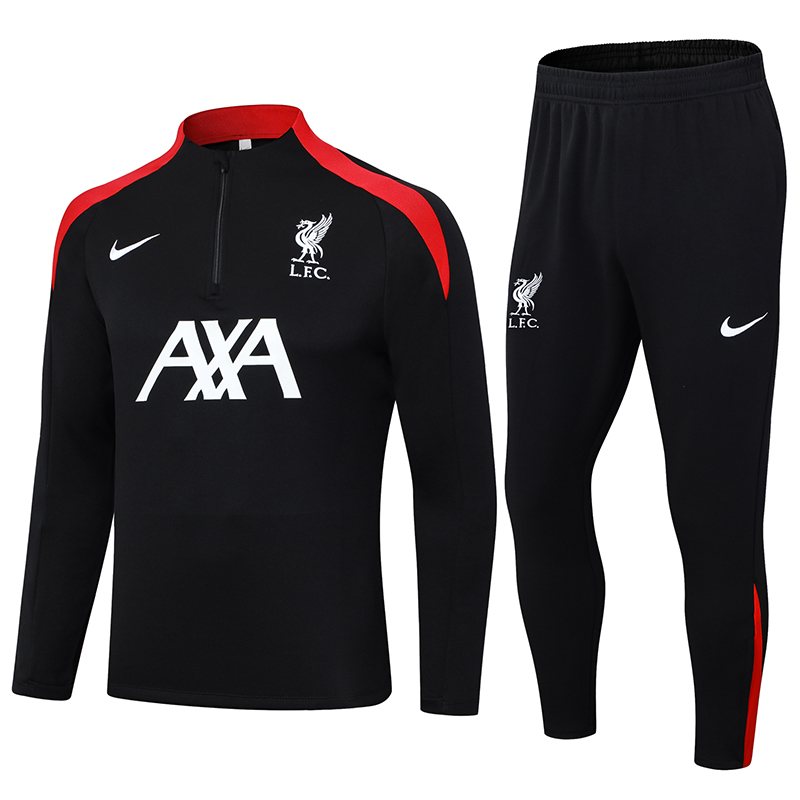 2024-2025 Liverpool Half-Pull Training Suit Black Jersey AAA fan-grade Set