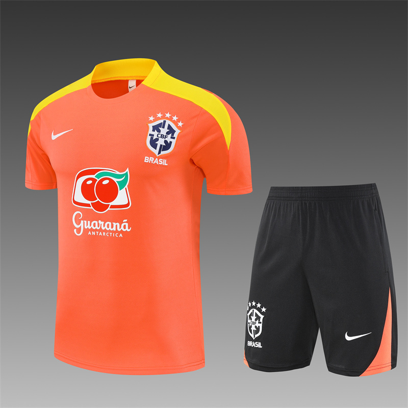 2026 Brésil Entraînement Maillot Football Orange AAA Qualité Fan